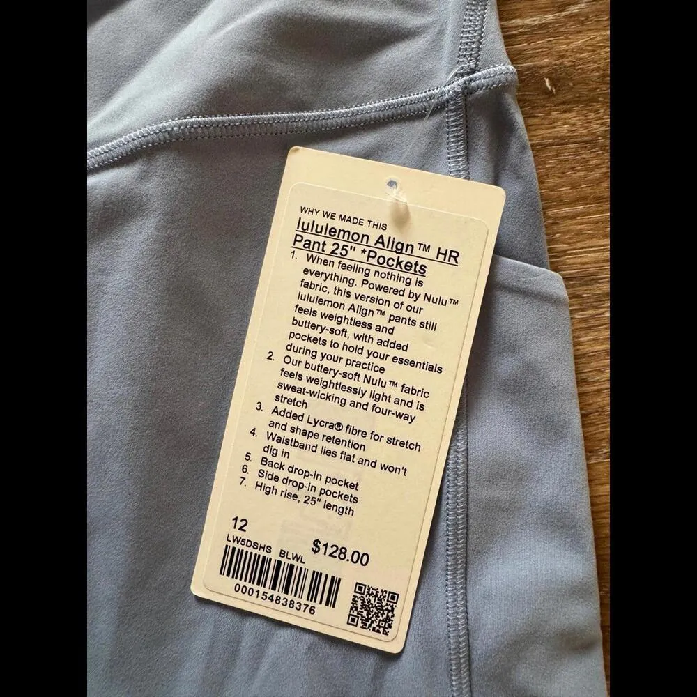 Lululemon  Align With Pockets High Rise 25” Blue Willow Size 12 NWT - Image 4
