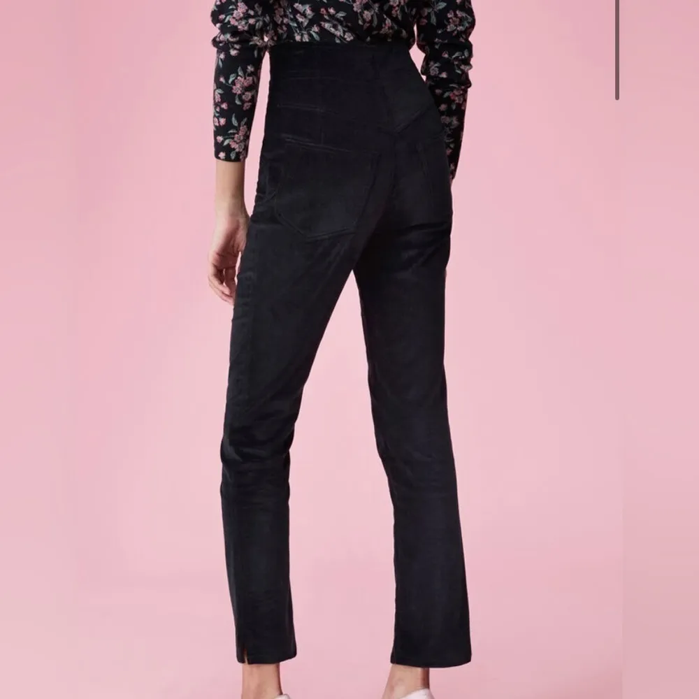 NWT Rebecca Taylor Soft Black High Waisted Velvet/Velveteen Pants Size 6 - Image 3