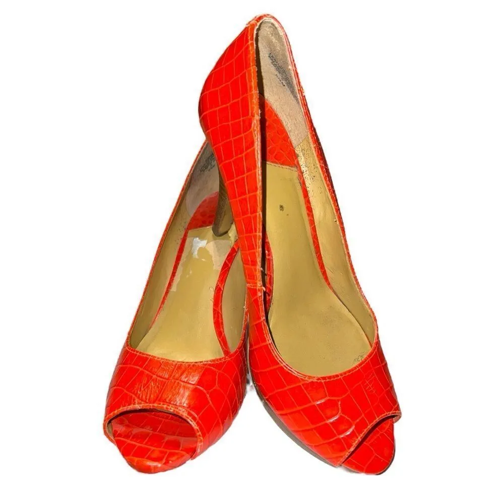 Nine west orange leather open toed heels! - Image 2