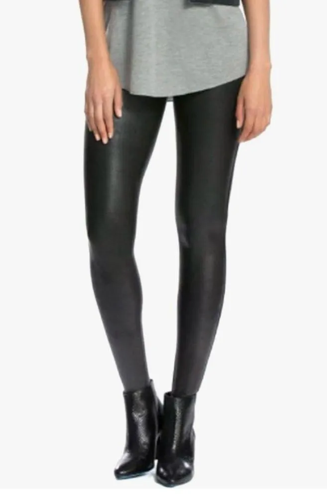 SPANXS Black Metallic Shimmer Tummy Control Smoothing Shaping  Leggings Sz M💚 - Image 10