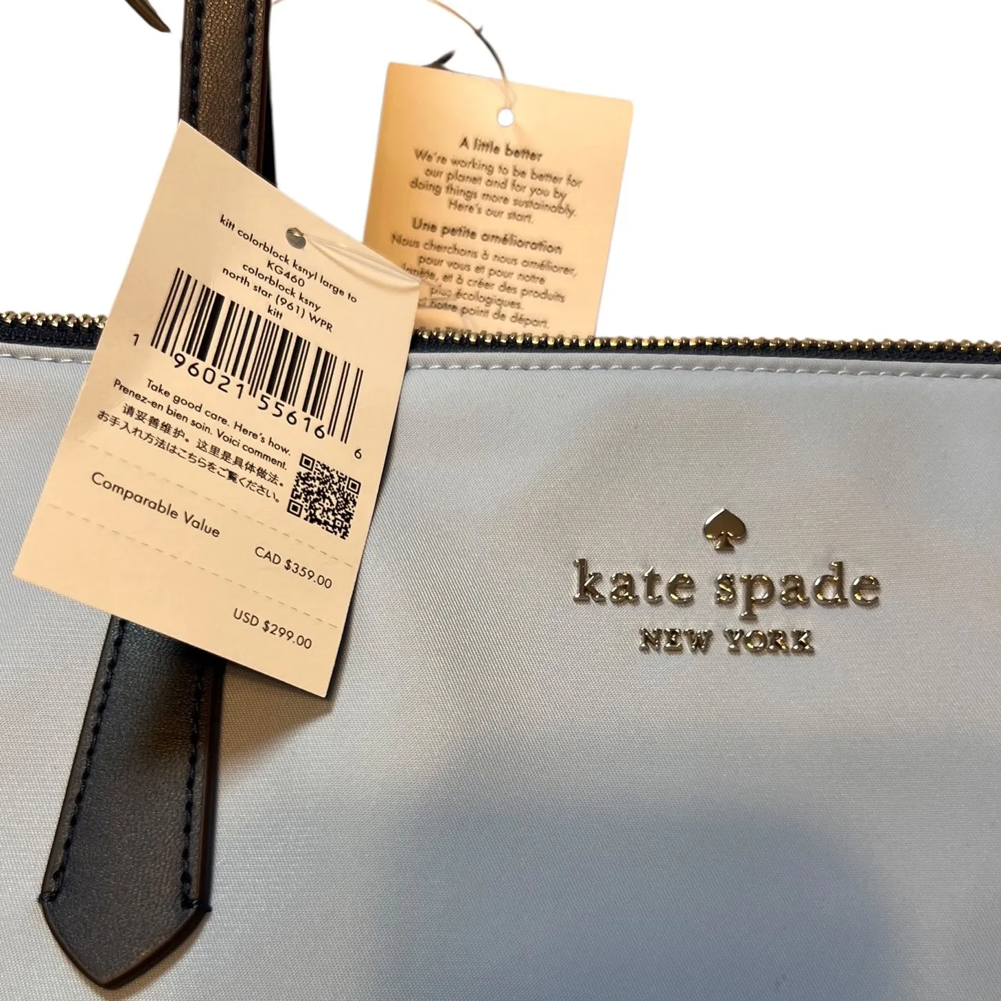 Kate Spade New York Kitt Large Nylon Tote Bag Blue NWT $299 - Image 5