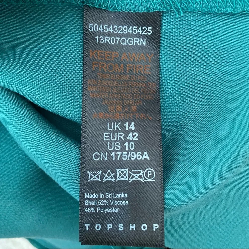 TOPSHOP 13R07QGRN Emerald Green Satin Lace Trim Slip Cami Top Size 10 NWT - Image 7