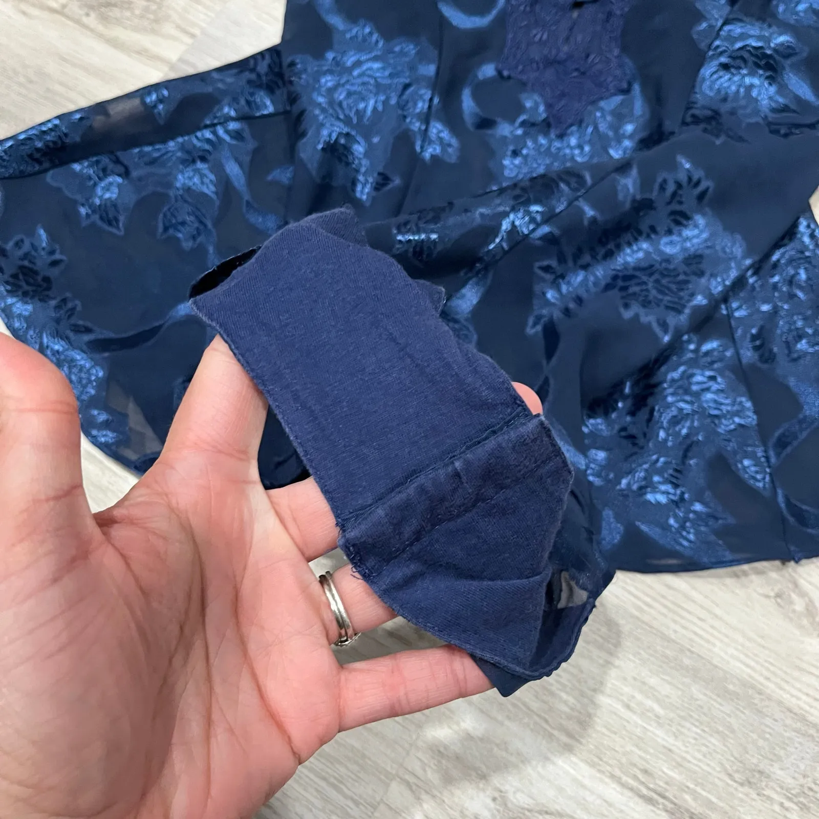 VTG Victorias Secret Gold Label Blue Bodysuit Teddy Lacy Sexy Ruffle Women Small - Image 3