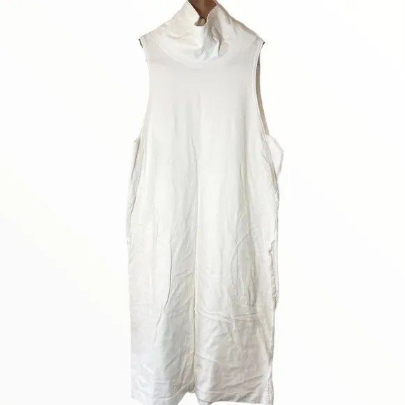 Yumi Kim Midi Mockneck Dress White Cotton Pockets - Image 4