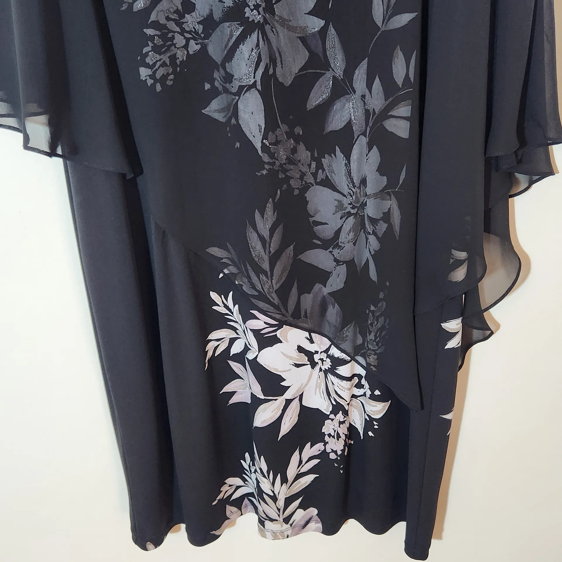 Ignite Evenings Black Floral Cocktail Dress Size 18W Wedding Guest Dress - Image 3