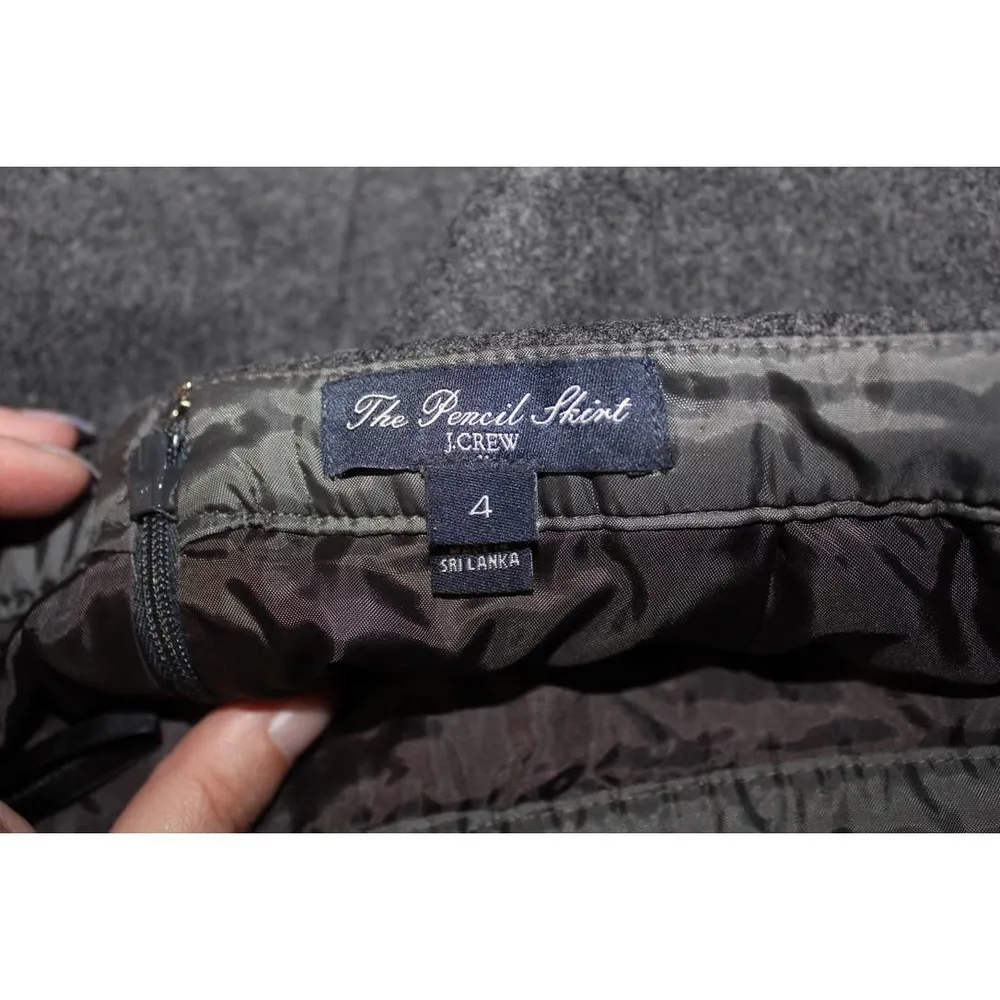 Womens J. Crew The Pencil Skirt C8269 Gray Wool Zipper Asymmetrical Skirt Size 4 - Image 3