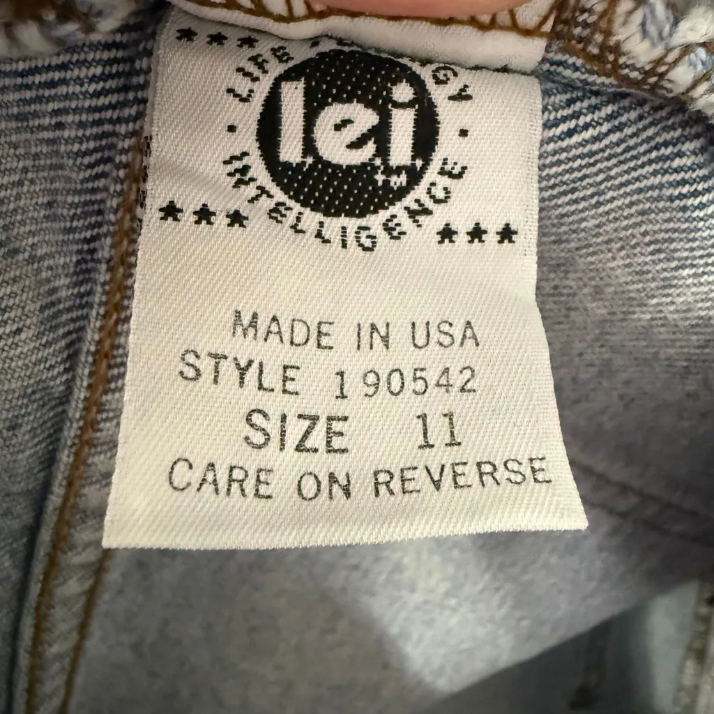 Vintage LEI Riding Wear Denim Cutoff Shorts Size 11 Made in USA Blue - Image 7