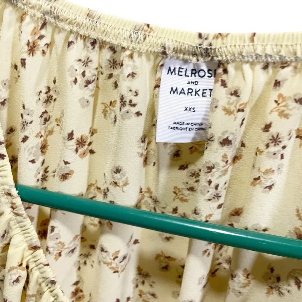Melrose and Market XXS Yellow Floral Flare Ruffle Sleeves Top Boho NWT - Image 4