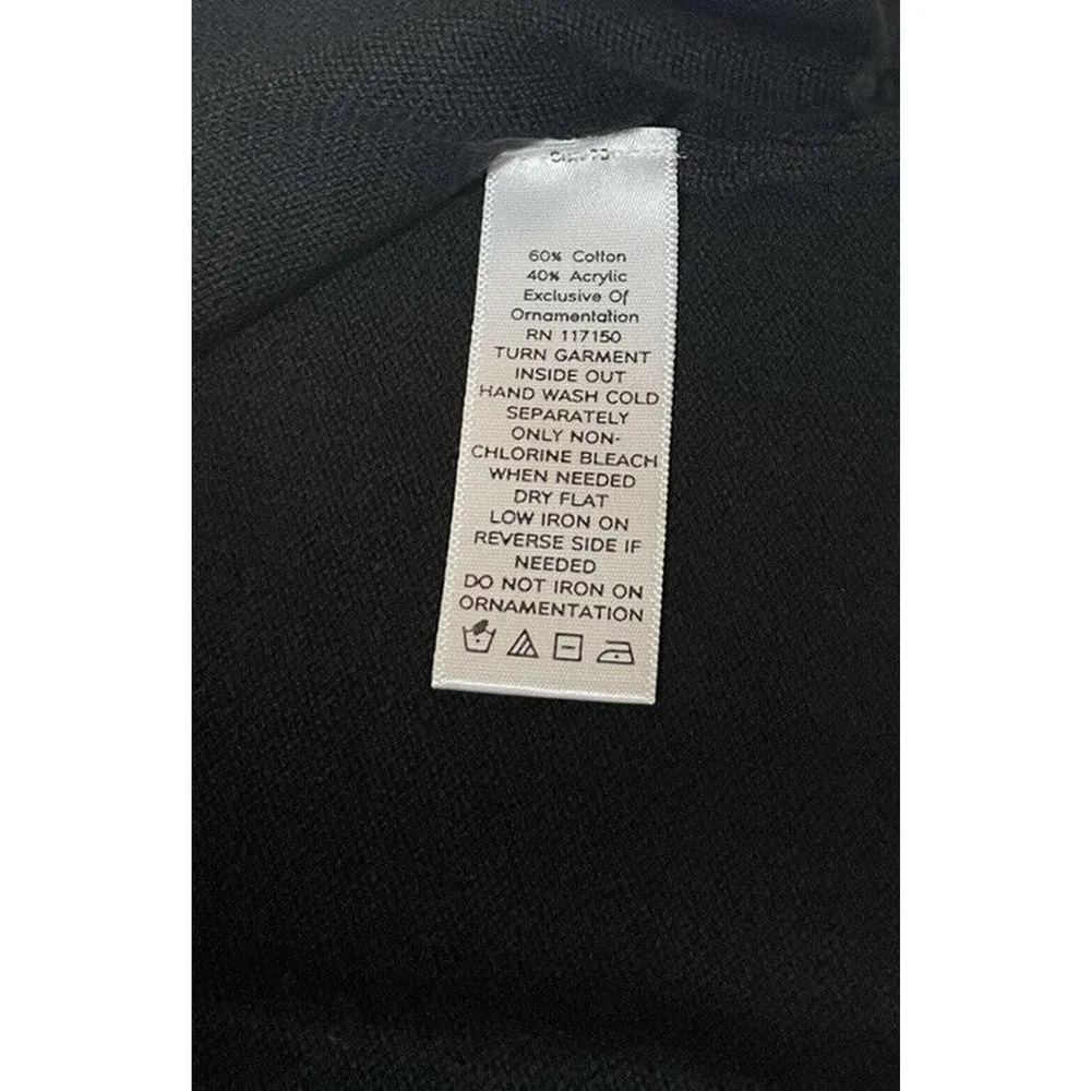 NEW Womens Quacker Factory Faux Pearl Embellished Black Short Sleeve Sweater S - Image 5