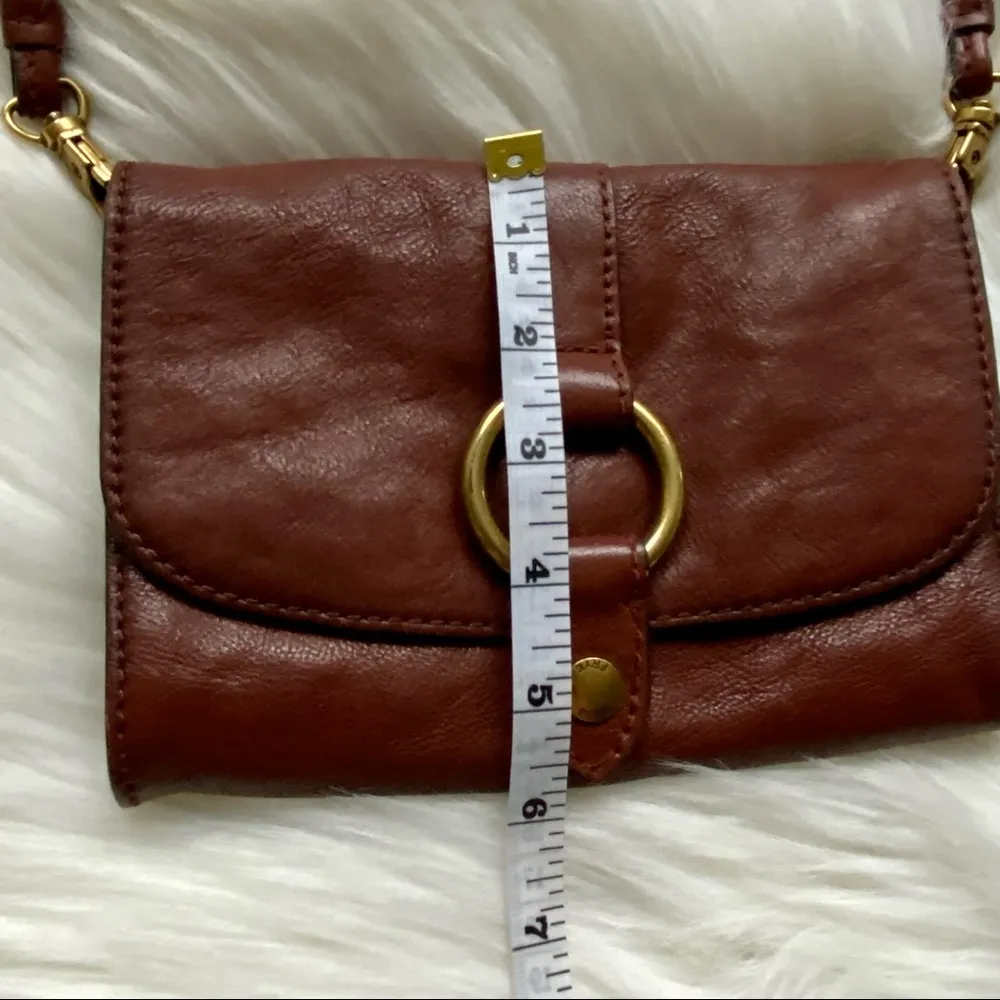 FRYE Ring Crossbody Purse Handbag Brown Leather - Image 9