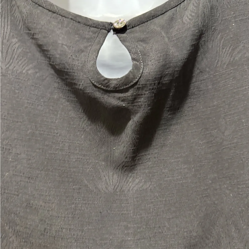 Tommy Bahama Black Silk Maxi Dress M w/ Wood Beaded Overlay Vest - Image 12