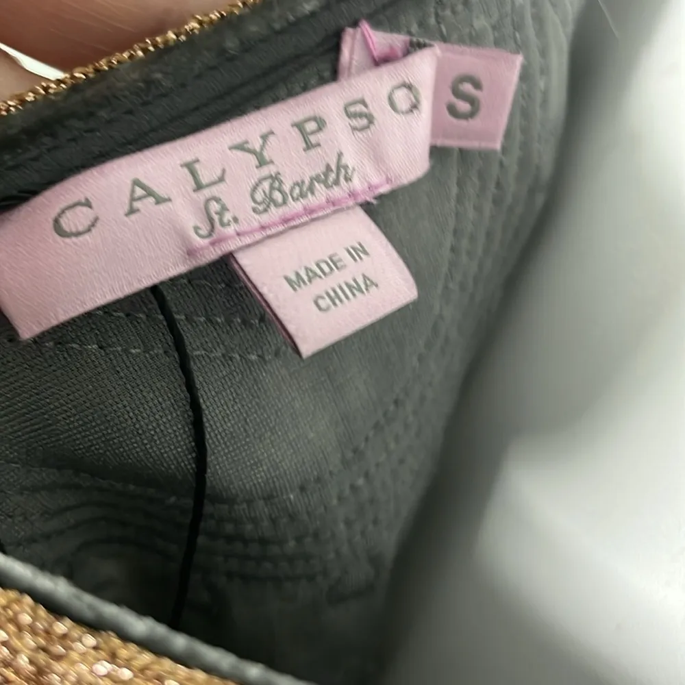 Calypso St. Barth Gray Velvet Tunic with Gold Embroidery Small - Image 10