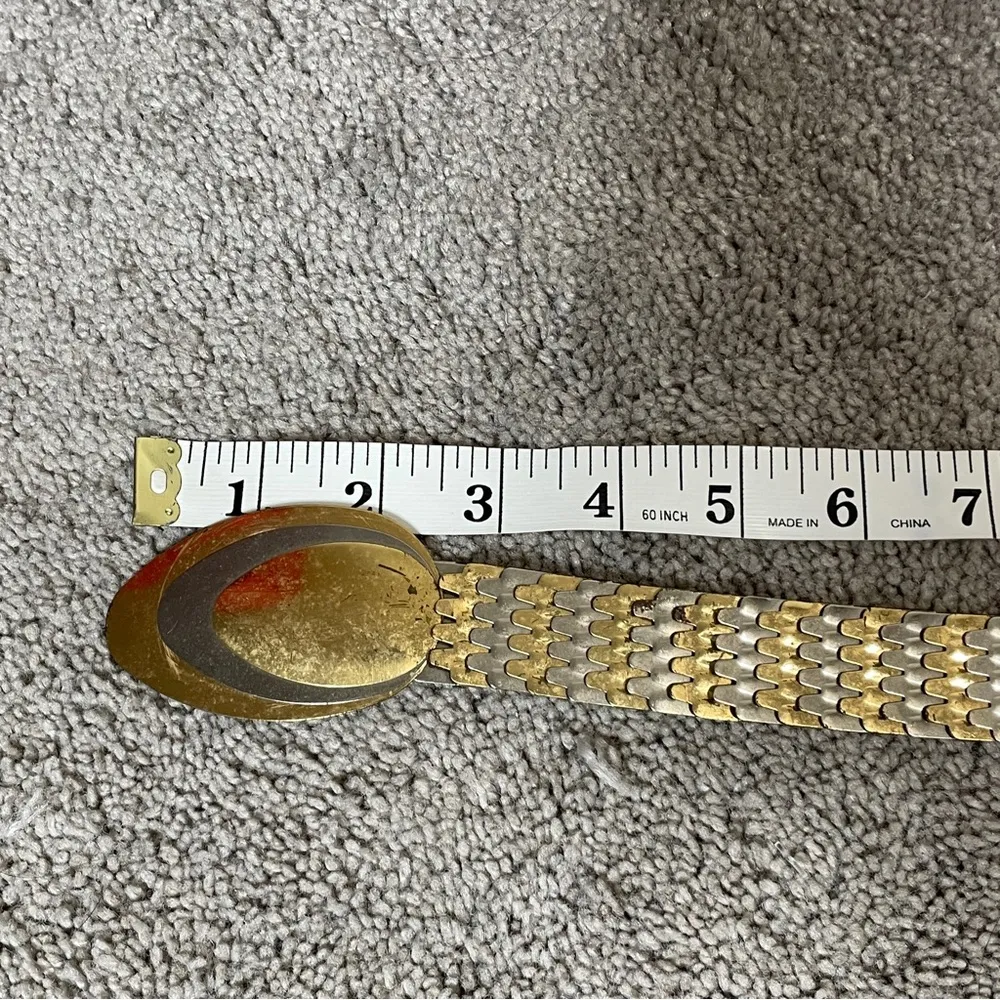 Vintage women's fashion belt 2 two tone silver gold metal fish scale belt - Image 9