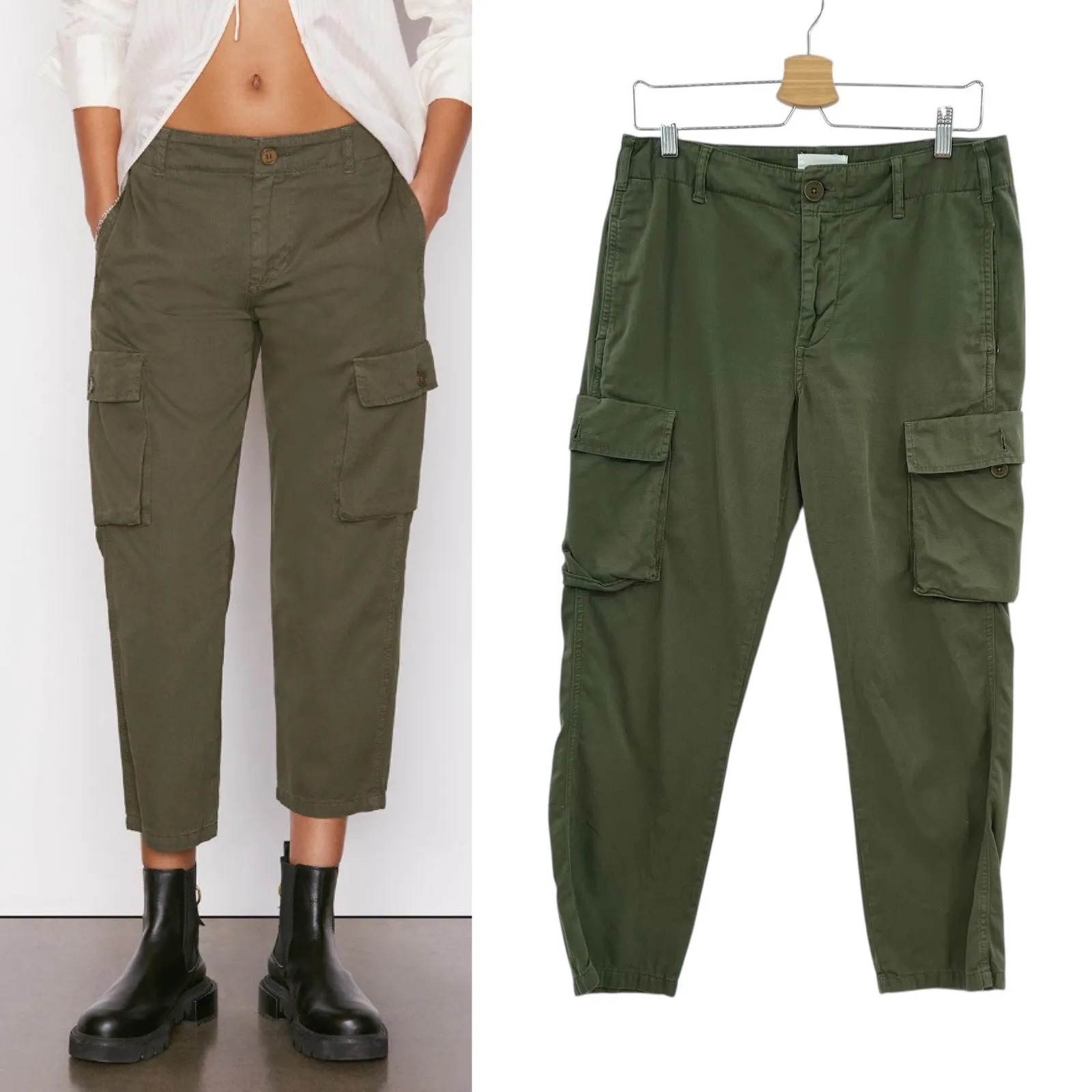 Frame Relaxed Utility Pant Cargo Washed Surplus Green‎ Size 27 - Image 2