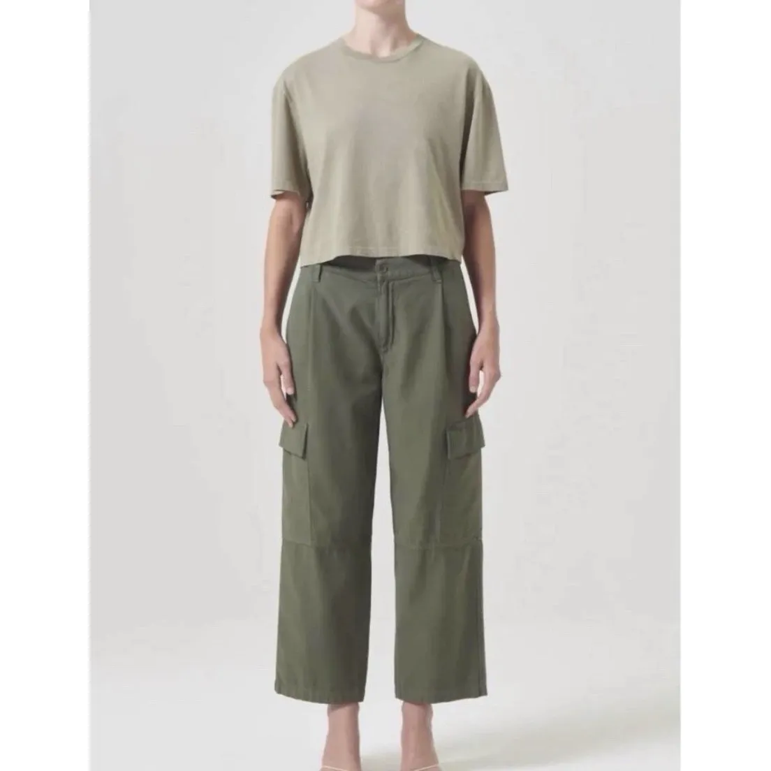 Agolde Pants Women Size 27 Jericho Cropped Cargo High Waisted Relaxed Fit Green - Image 2