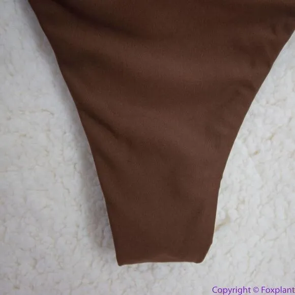 NEW Abysse x free people Benson‎ high waisted bikini bottoms in dark brown, L Brown Size L - Image 10