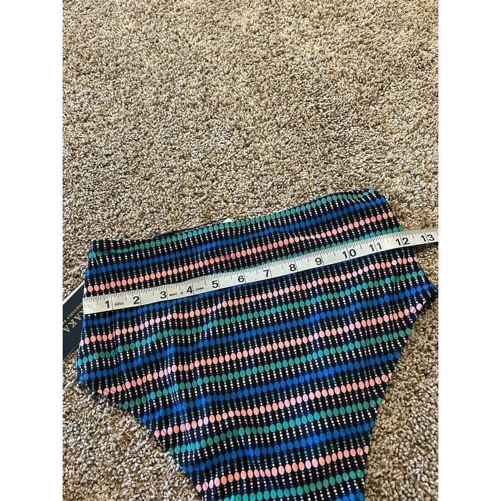 COSKAKA Women's XS Bikini Set Coral Top Geometric High - Image 9