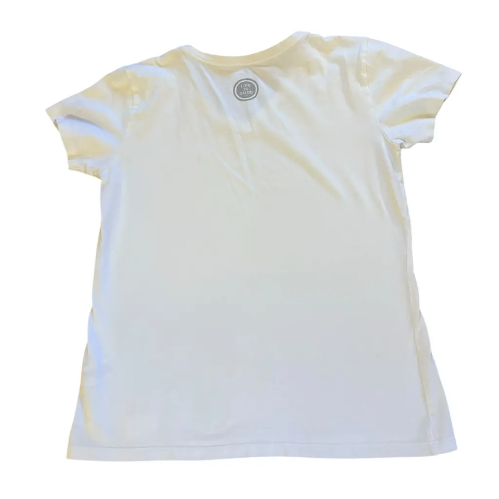 Life is Good Crusher Tee Shirt Daisy Flower Womens Size XS White - Image 2