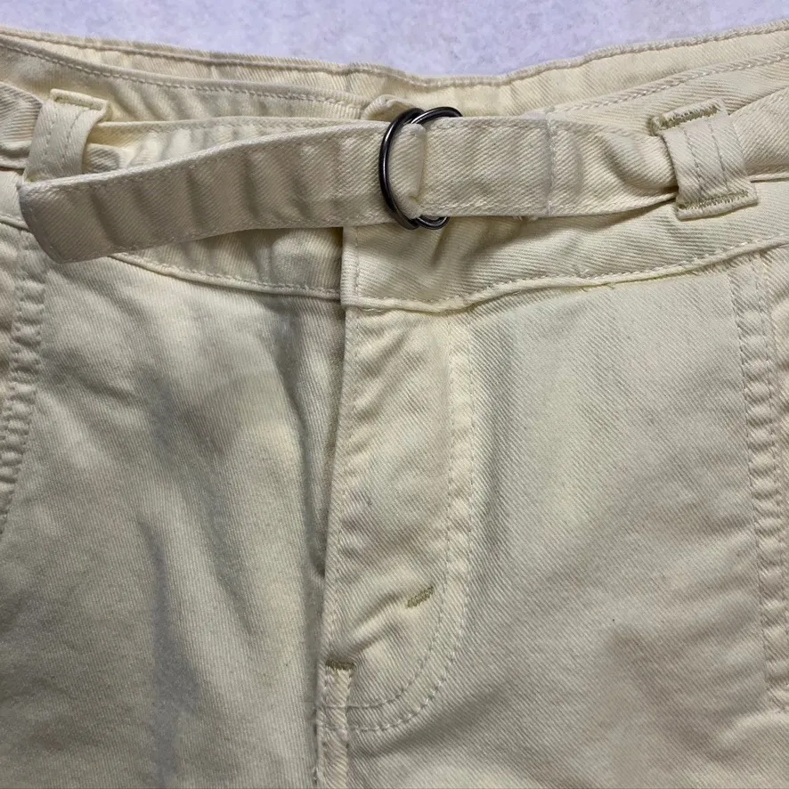 Levi Strauss Signature Womens Stretch Cropped Capris Pants Belted Yellow Size 10 - Image 2