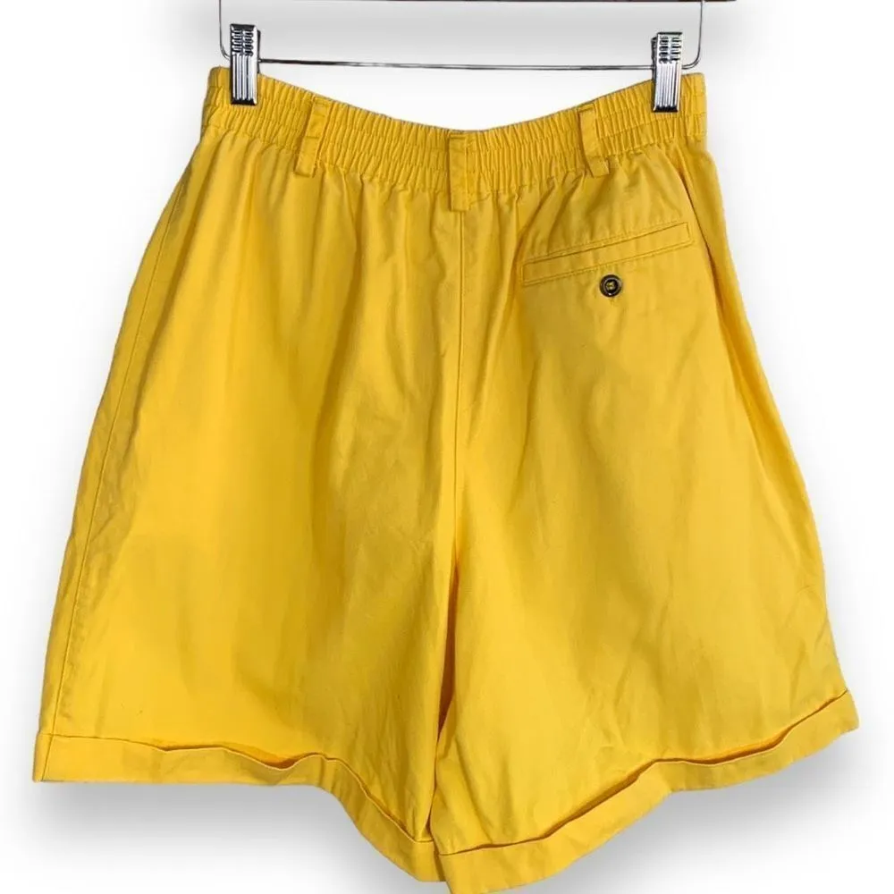 Vintage Russ Shorts Yellow Tailored Pleated High Rise Mom Baggy Wide Leg Size 8 - Image 10