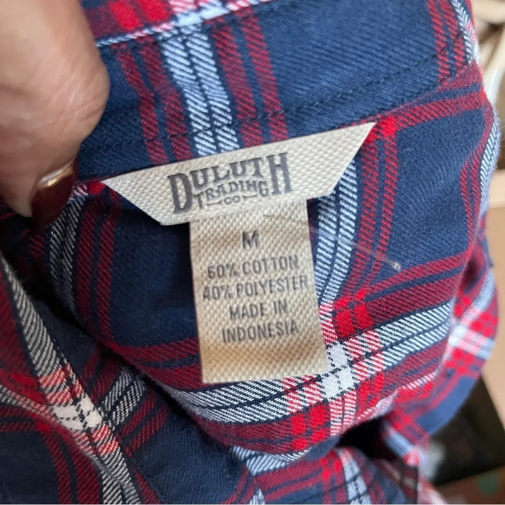 DULUTH TRADING CO. | Flannel Plaid Button Down Top Sz M Blue Size M - Image 6
