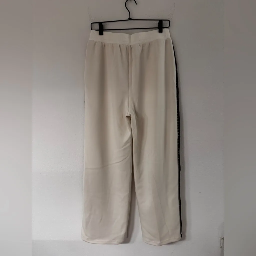 Unique Side Scallop Sweatpants M Cream Black Size M - Image 4