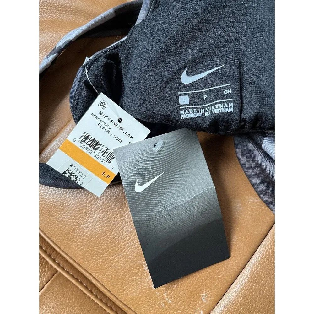 NWT Nike Gray Camo Print U Back Metallic Swoosh One Piece Sporty Swimsuit Small - Image 7