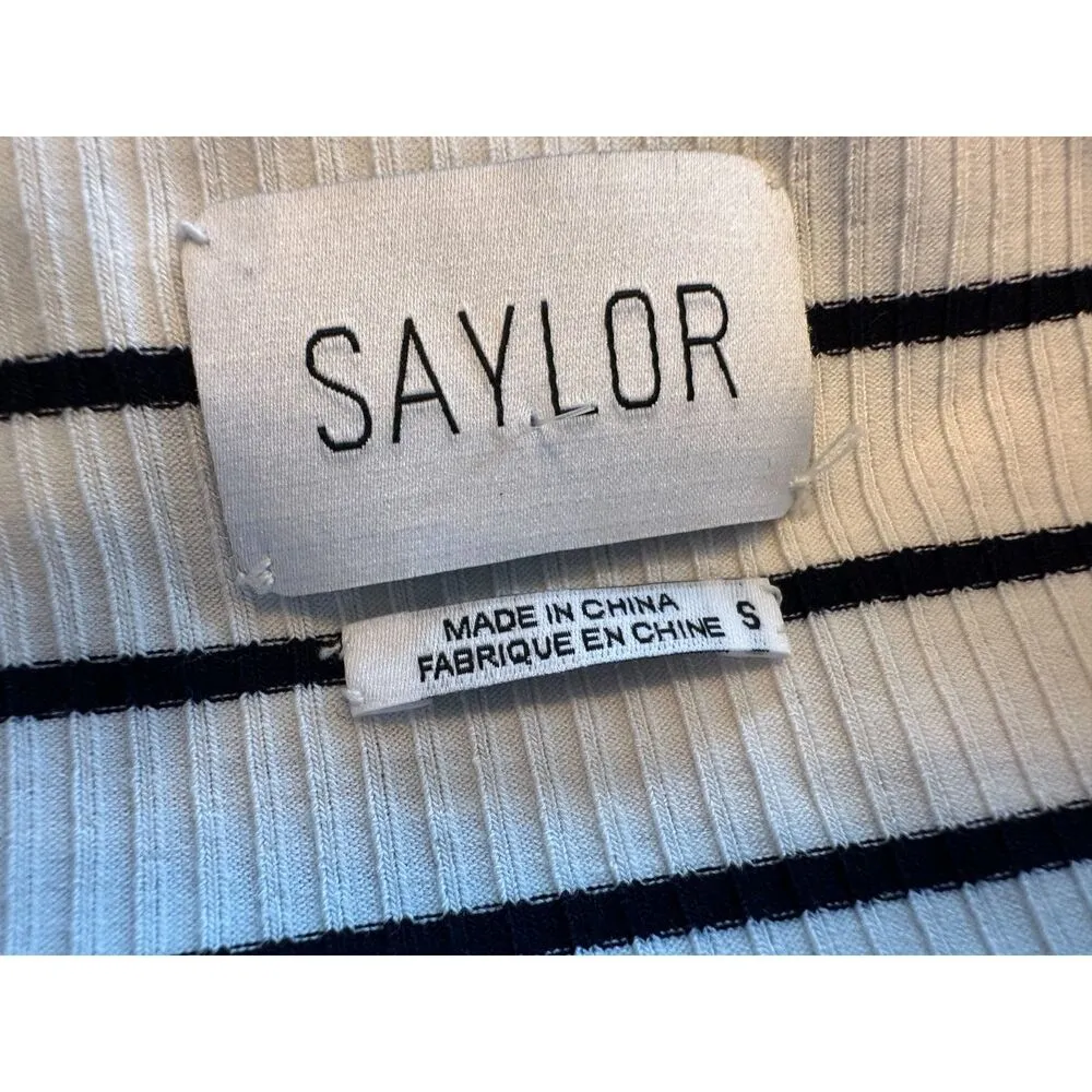 SAYLOR White and Black Striped Crop Top Size Small - Image 3