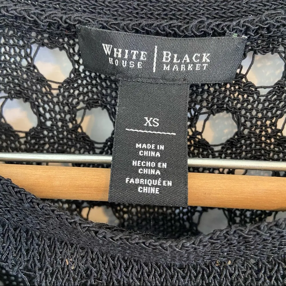 White House Black Market Black Dolman Cap Sleeve Mesh Sweater. Size XSmall. EUC - Image 7