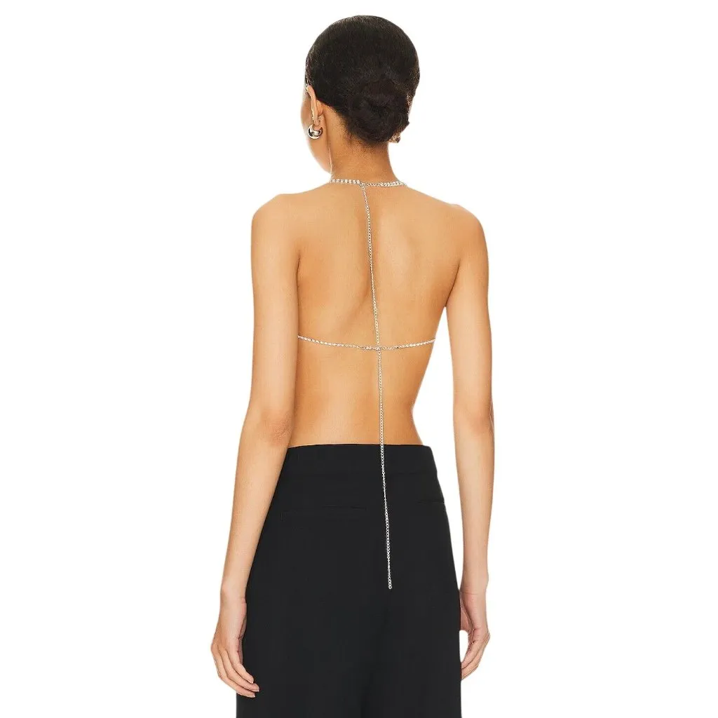 petit moments Vanessa Bralette in Silver One Size Womens Crystals Rhinestones - Image 2