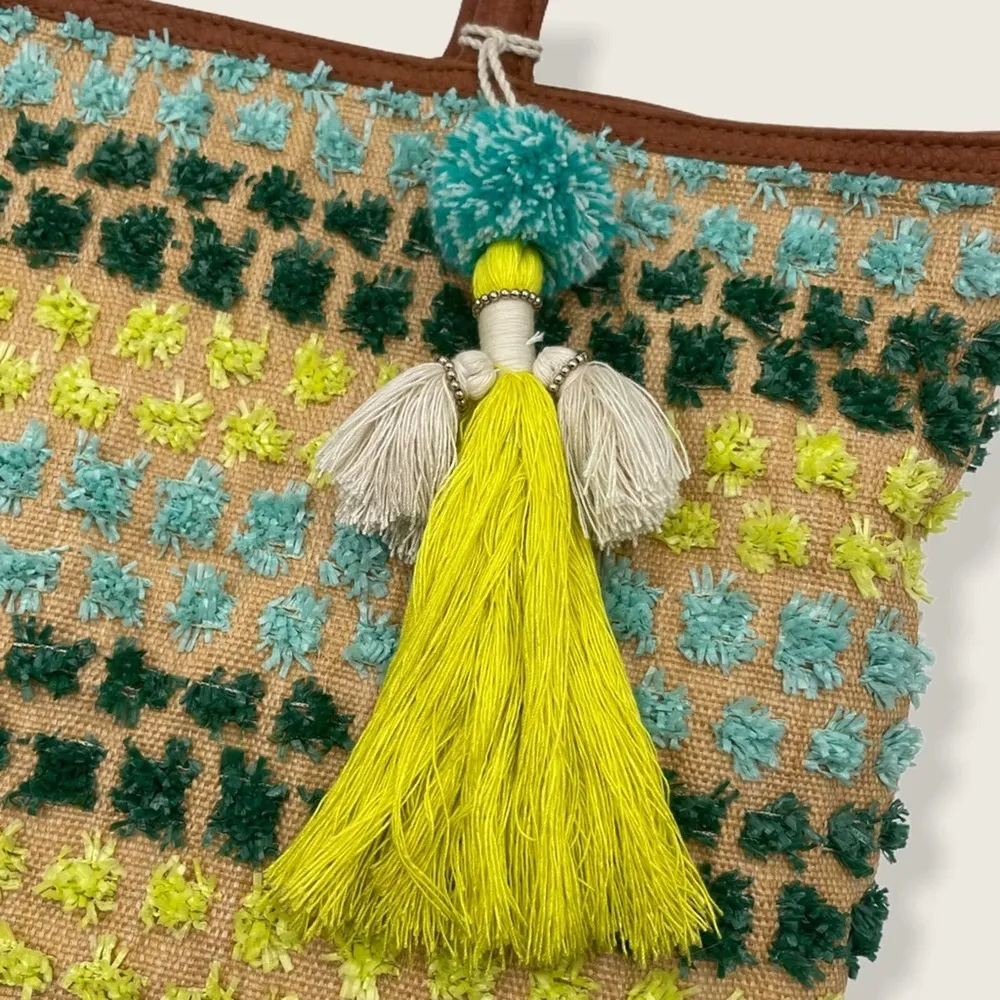 Steven by Steve Madden River Ombré Tassel Shoulder Bag Tote Green Blue Brown Yellow - Image 3