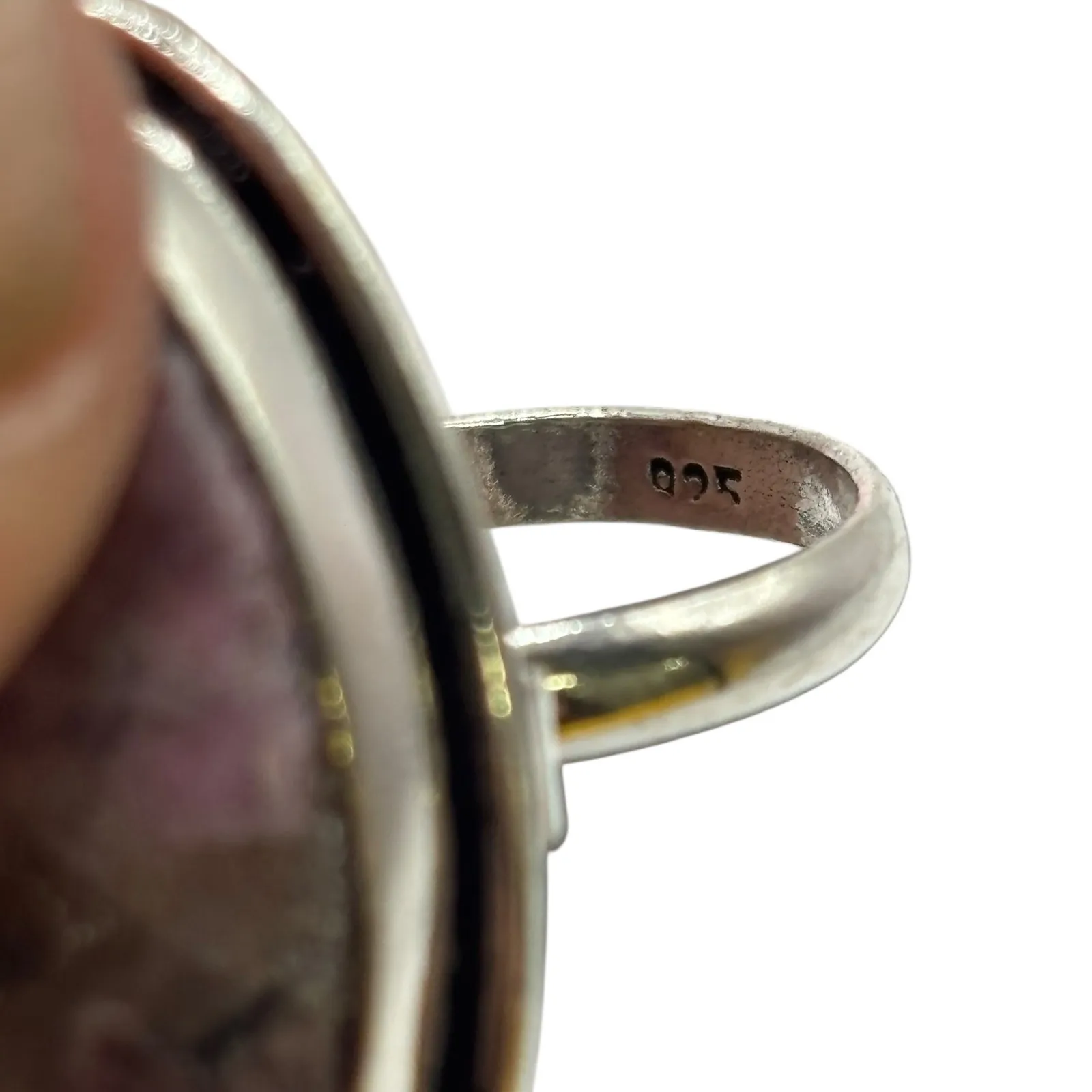 Oval Pink Stone Sterling Silver Ring 925 Boho Statement Gemstone Size 7.5 - Image 6