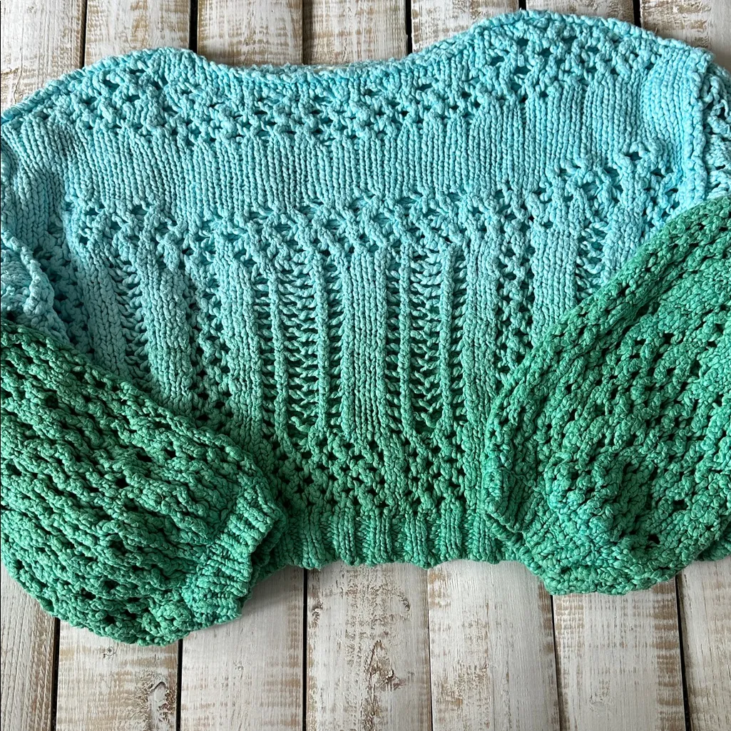 Free People Washed Away Boatneck Sweater Island Paradise Combo Size M - Image 4