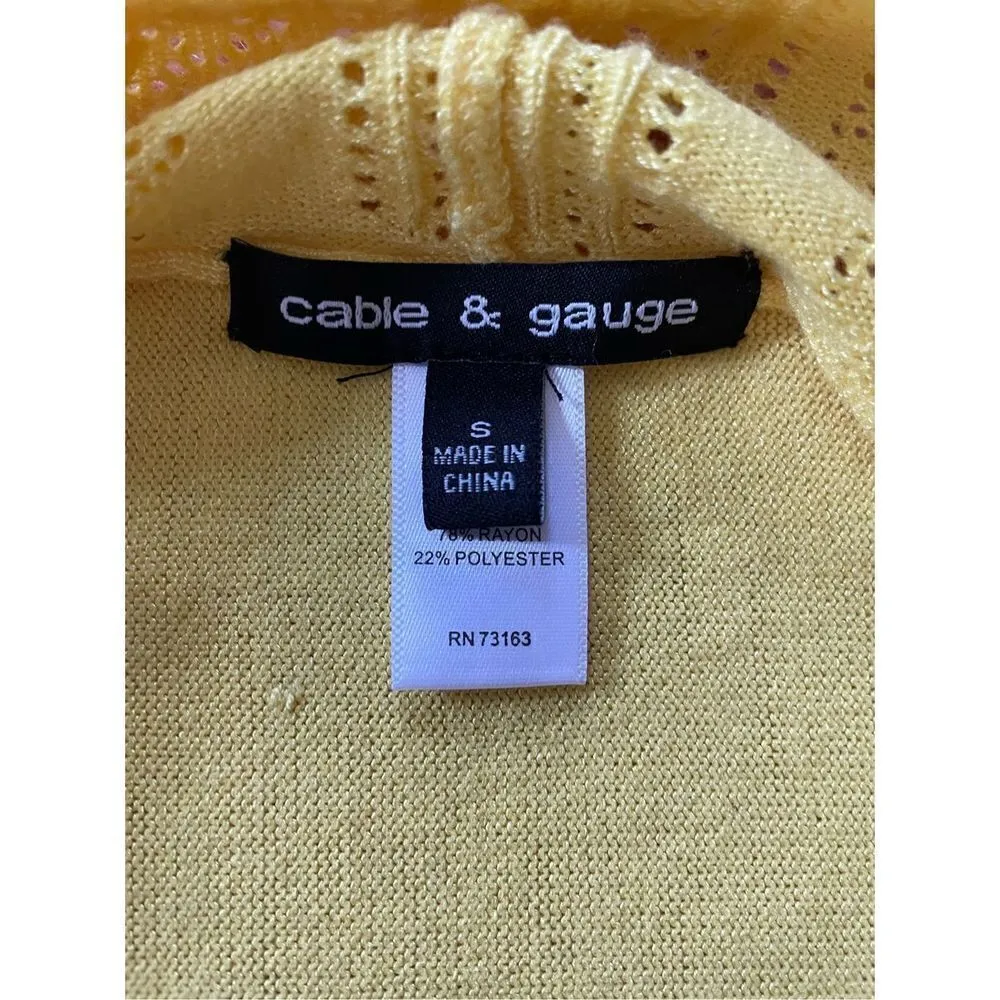 “cable & gauge” open front yellow cardigan - Image 4
