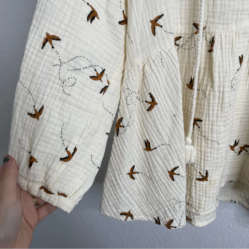 Rylee & Cru Blouse Neutral Sparrow 100% Cotton Top Size Small - Image 3