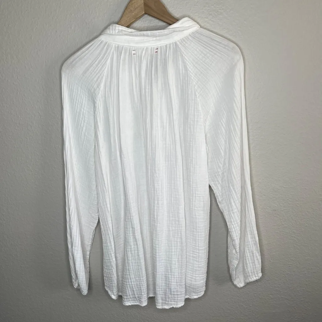 Xirena White Long Sleeve Gauze Cotton Button - Image 7