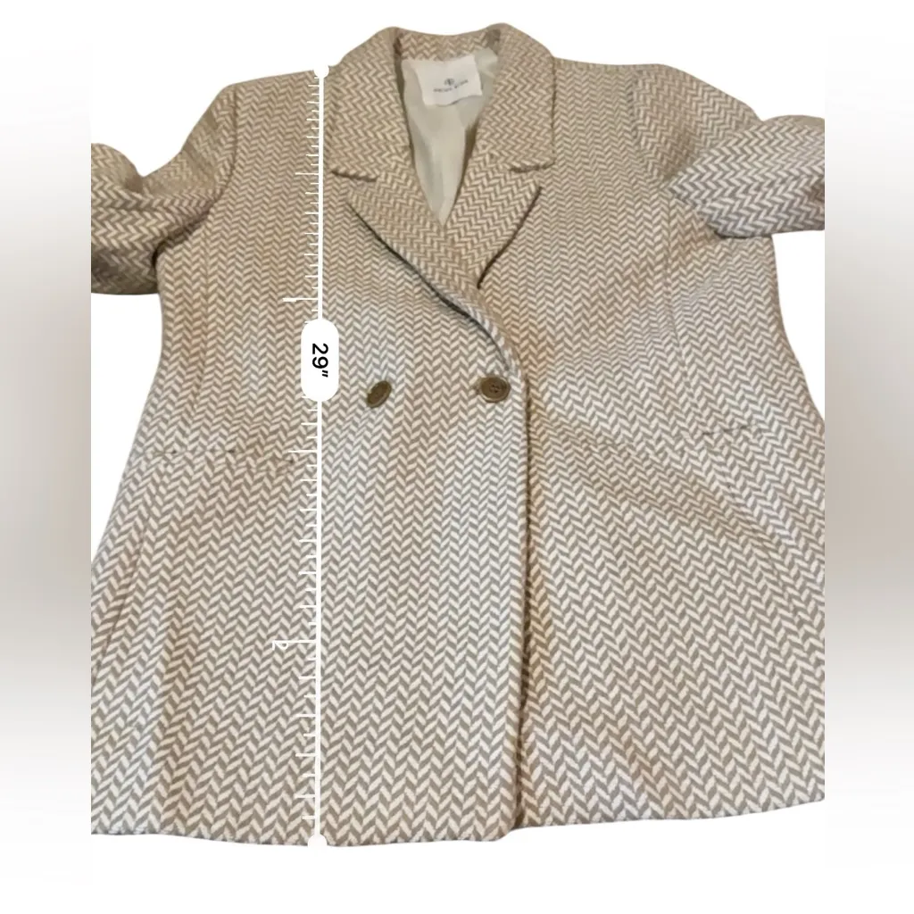 Anine Bing Tweed Herringbone Blazer Women’s Size Medium Tan Cream Double Breast - Image 12