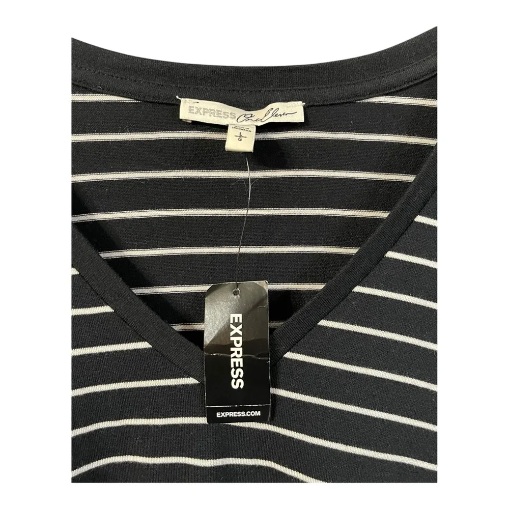 Express One Eleven Striped Tunic Top NWT Black White Size Large Versatile Basic - Image 2