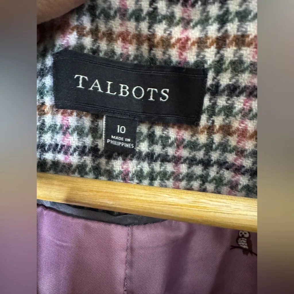 Talbots  Houndstooth Micro Check Wool Blend Cropped Blazer‎ 10 - Image 4