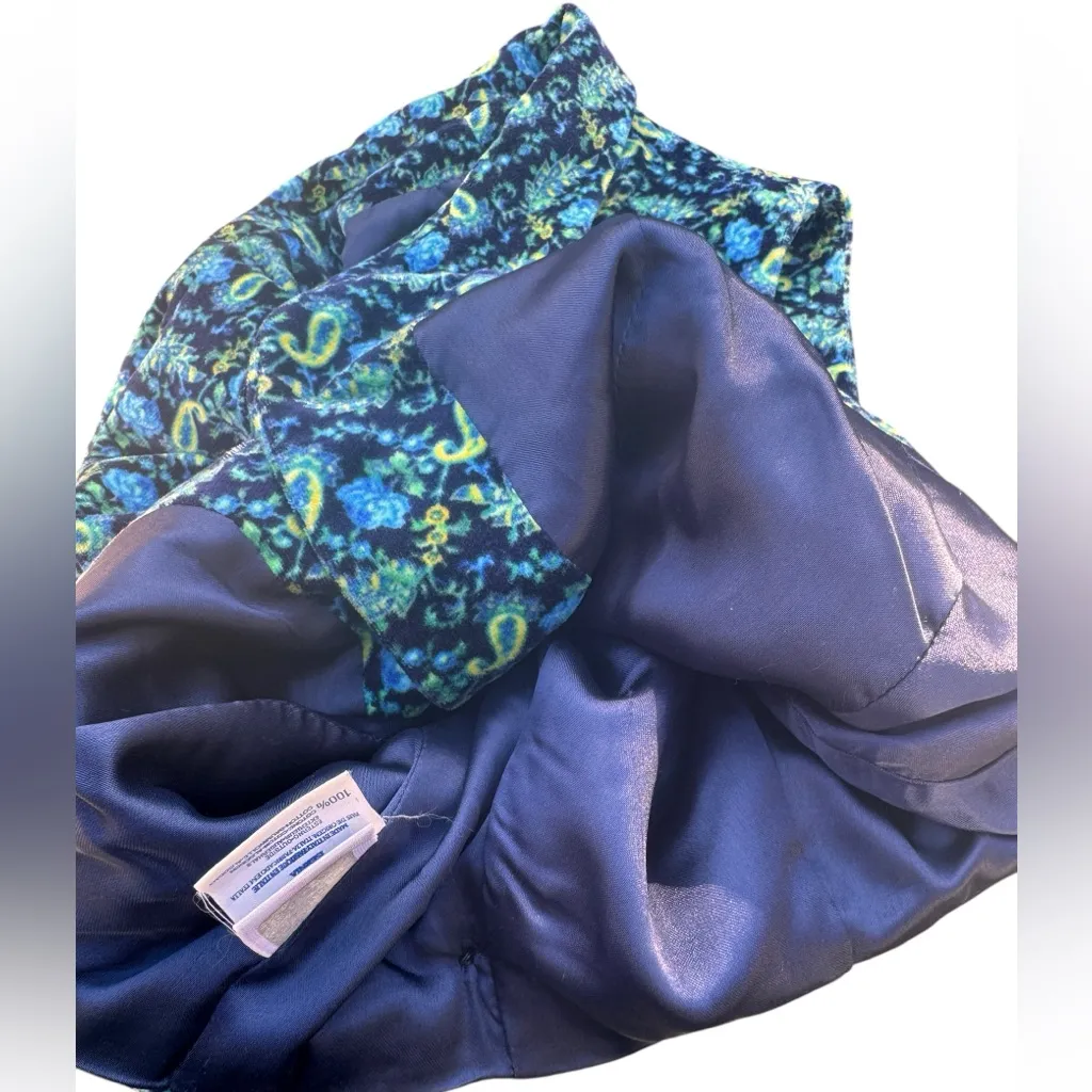 Versace Jeans Couture Vintage Cropped Paisley Baroque Vest Gold Medusa Buttons Blue Size XS - Image 11