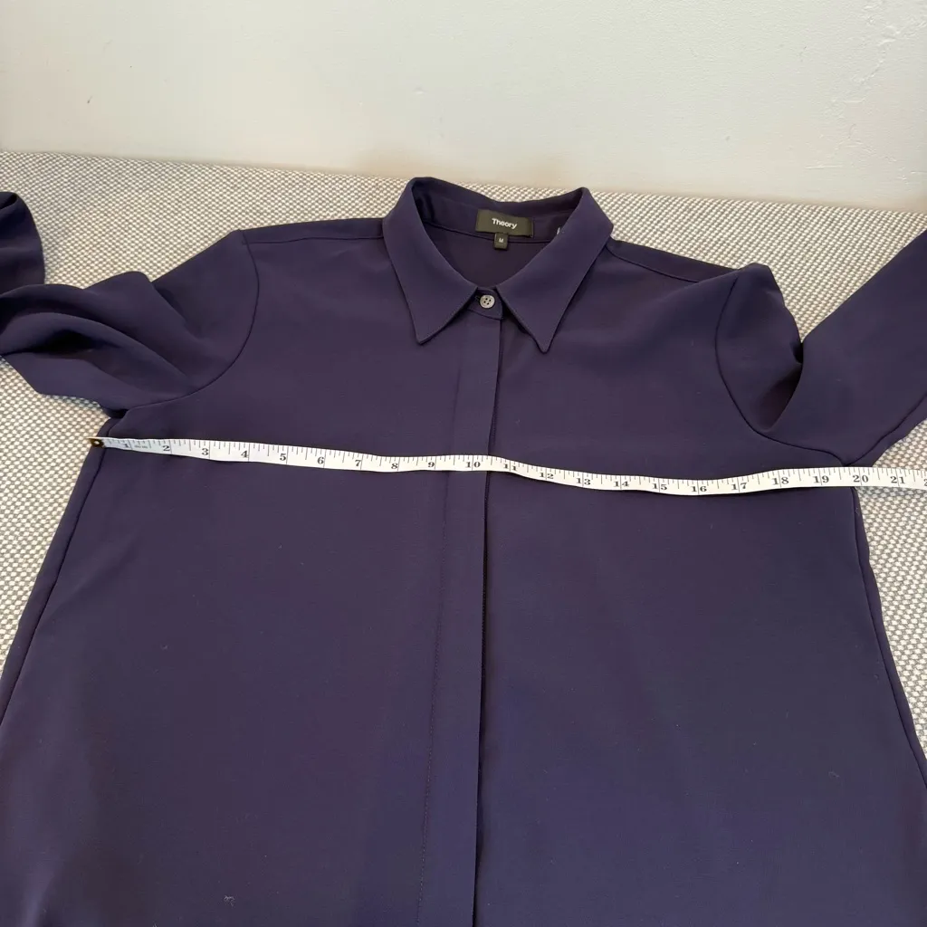 Theory Sunaya Urban Crepe Womens Shirt Size M Chiffon Button Up - Image 8