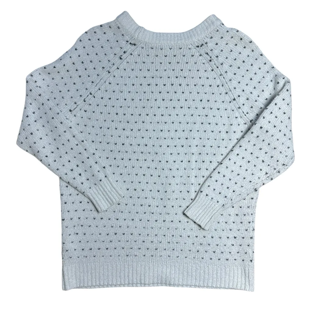 Aerie White & Gray Knit Heart Crewneck Sweater Womens M - Image 8