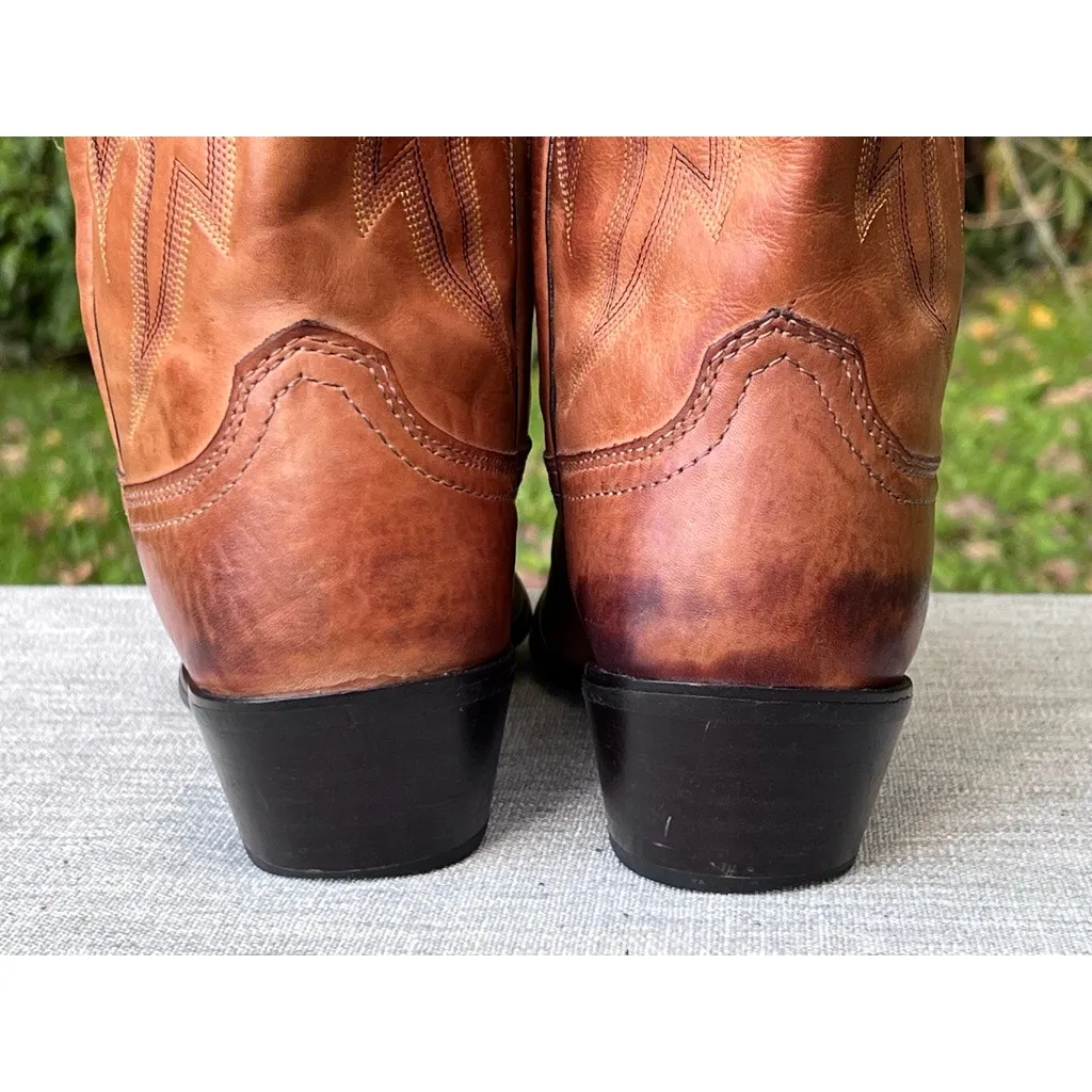 Women's Nocona Deertanned Cow Leather Lantana Cowboy Boots NL1600 size 11B Tan - Image 5