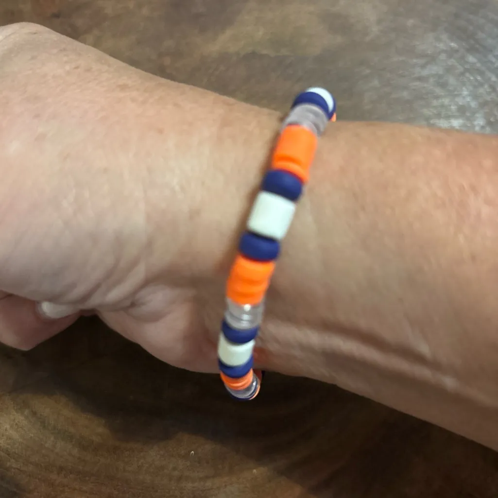 NWT Colorful Beaded Varsity Stretch Bracelet Orange - Image 3