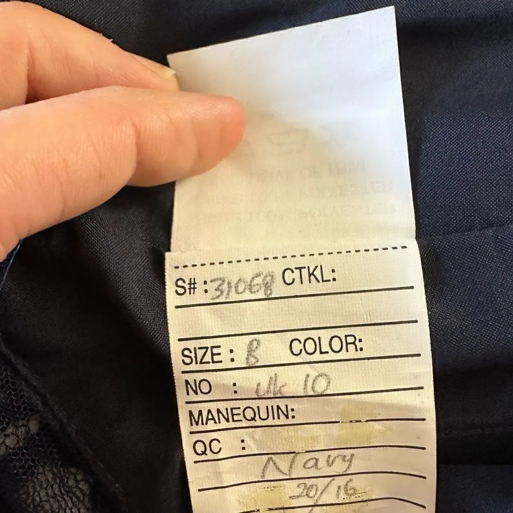 Morilee Madeline Lace and Satin Bridesmaid Dress with V-Back Navy Blue 8 - Image 8