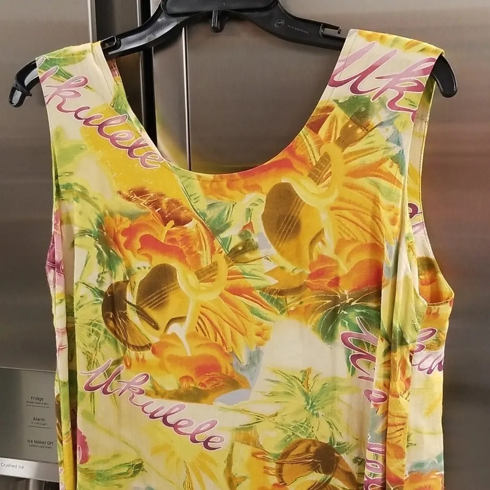 💕JAMS WORLD💕 Kamaka Ukulele Pineapple Hawaiian Print Shift Dress Vintage Y2K L - Image 3