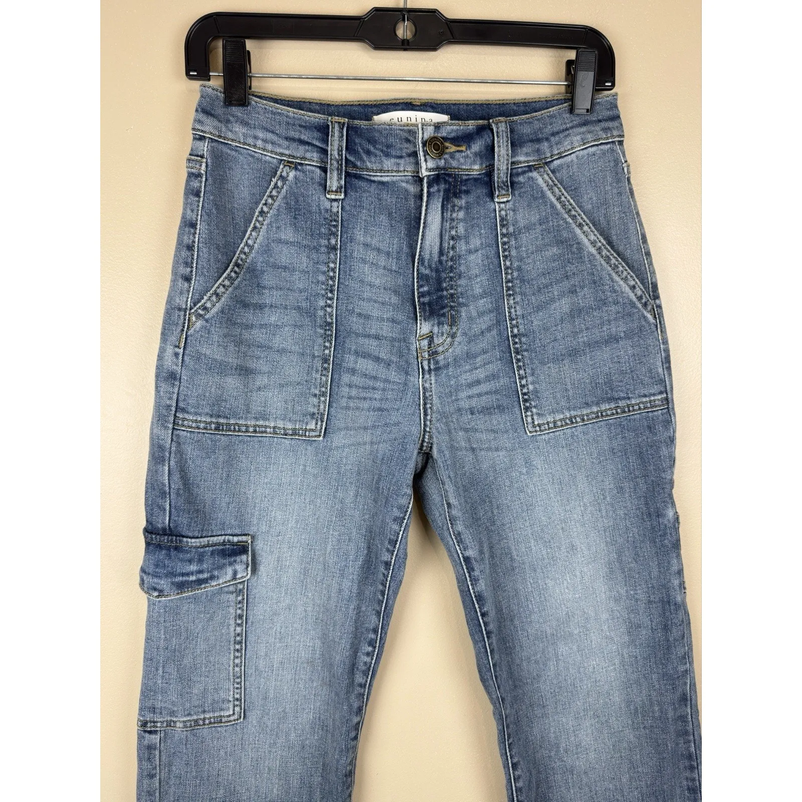 Eunina Women’s Codi Super High Rise Dad Cargo Jeans Straight Leg 3/26W - Image 4