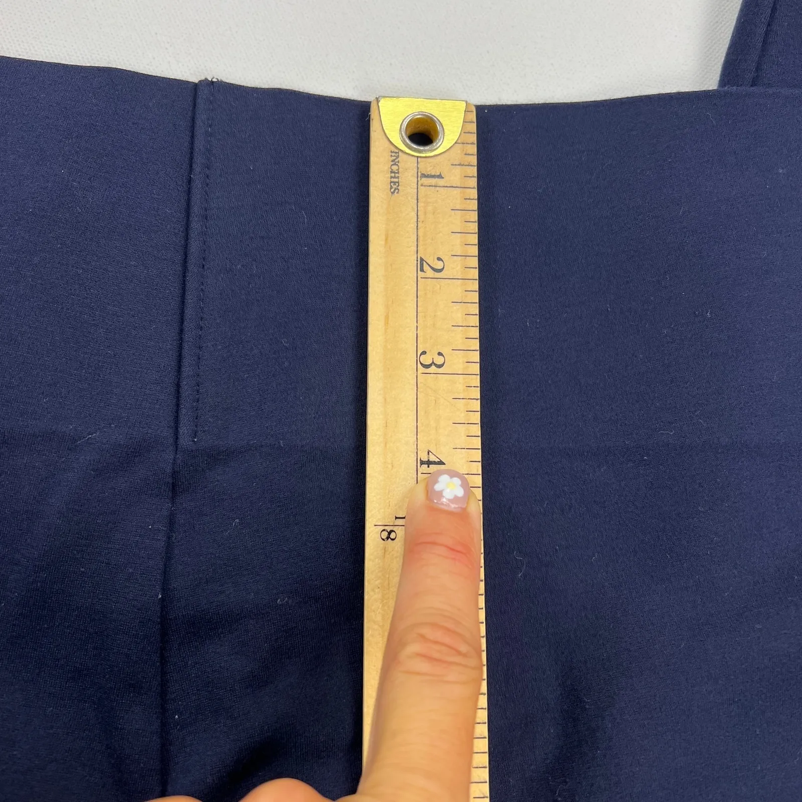 LOFT Soft Mid Rise Cropped Legging Pants Navy Blue Wide Waistband Size L - Image 7