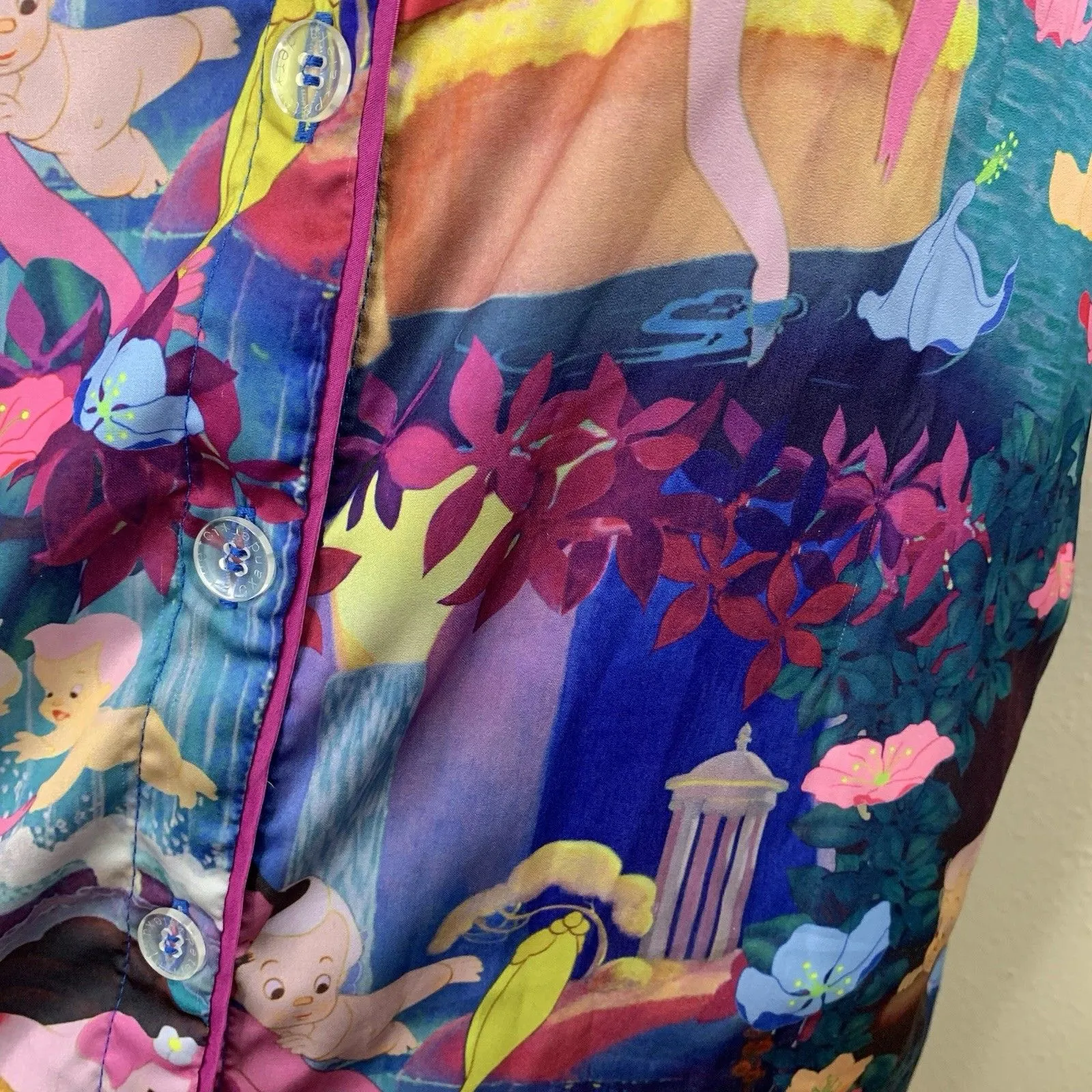 Peter Alexander Disney Fantasia PJ Top Shirt Sz M Pink Satin Cupids Pegasus - Image 4