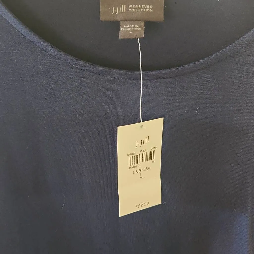 NWT J. Jill Size L Navy Blue Solid Long Sleeve Shirt Size L - Image 2